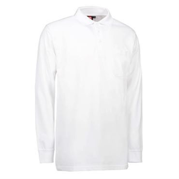 ID PRO wear polo med brystlomme og langeærmer 0326 hvid-Medium ID polo