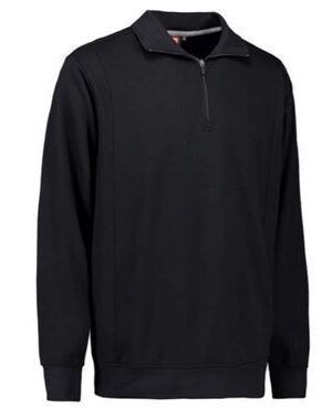 ID Sweatshirt med krave 0603 sort ID sweatshirt