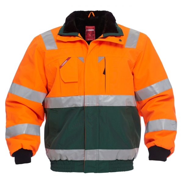 FE-Engel EN 20471 Pilotjakke – Orange/Grøn-XL FE-Engel fluorescerende tøj