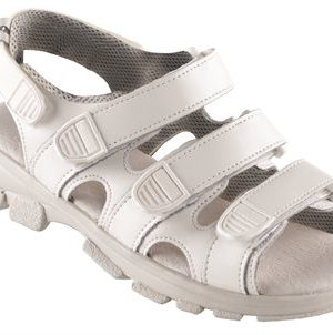 WALKI® TREK sandal med 3 velcro remme og anatomisk 9 mm skindbetrukket indersål, antistatisk, sort eller hvid                                       Hvid 35 Sygepleje og sundhedssko