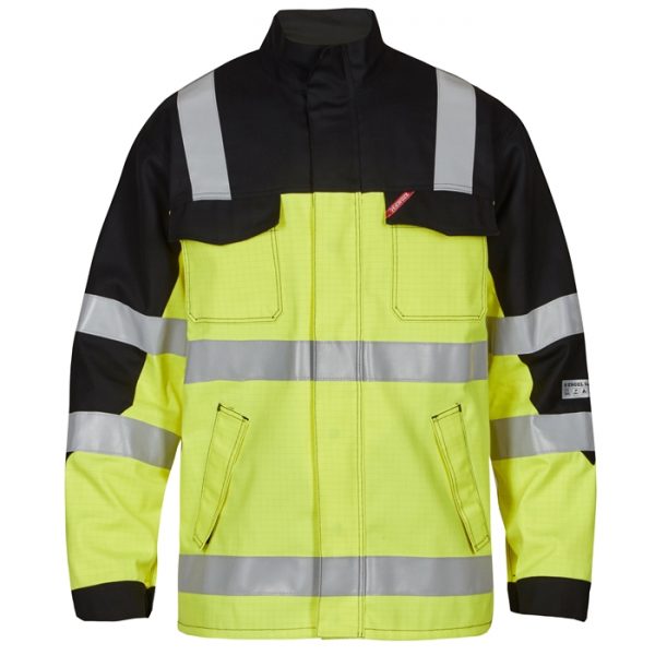 FE-Engel Safety+ Lysbuejakke EN 20471 – Gul/Sort-L FE-Engel fluorescerende tøj