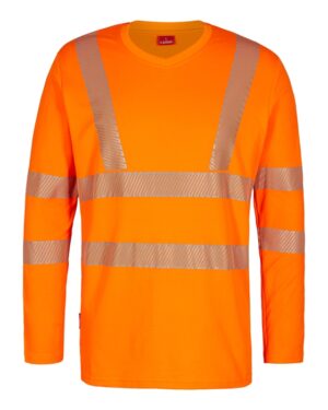 FE-Engel Safety Langæ. T-Shirt M/V-Hals – Orange FE-Engel arbejds t-shirt