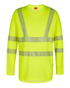 FE-Engel Safety Langæ. T-Shirt M/V-Hals – Gul FE-Engel arbejds t-shirt