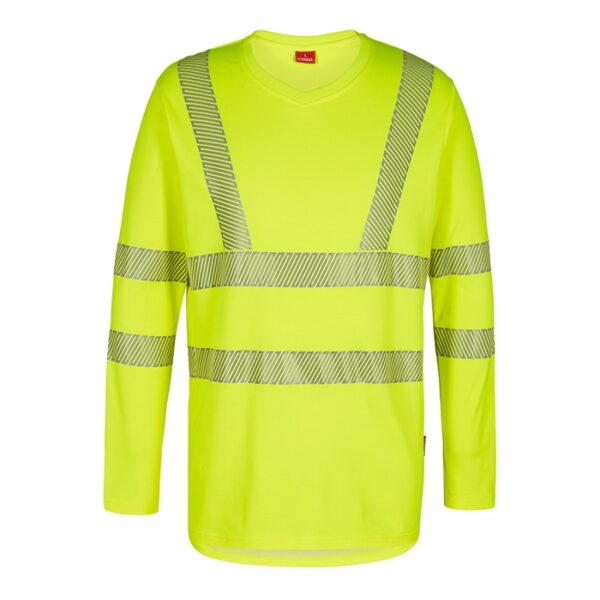 FE-Engel Safety Langæ. T-Shirt M/V-Hals – Gul-S FE-Engel arbejds t-shirt