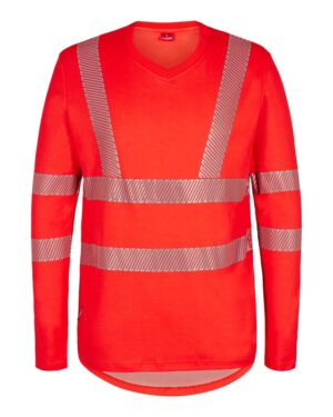 FE-Engel Safety Langæ. T-Shirt M/V-Hals – Rød FE-Engel arbejds t-shirt