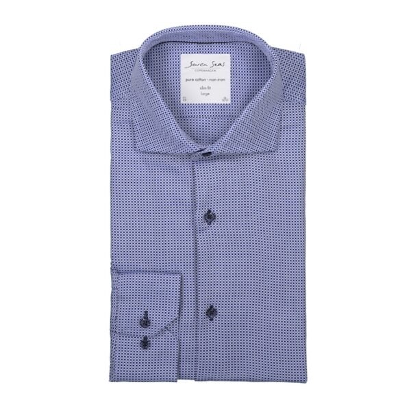 Seven Seas skjorte slim fit ss321 blue check-40 / medium Outlet arbejdstøj