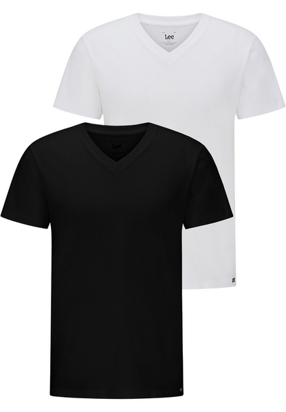 Lee jeans 2-pack v-hals t-shirt white/black_Medium Lee t-shirts