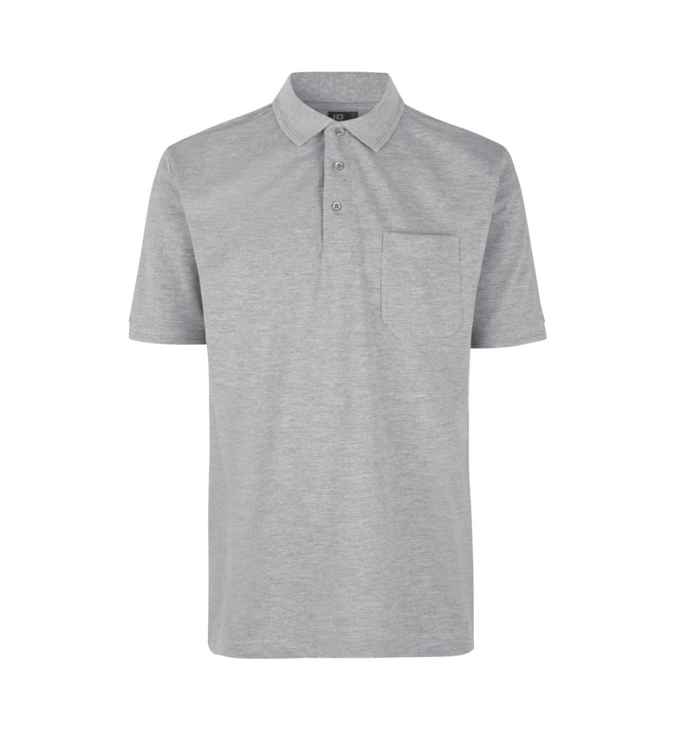 Id Pro Wear Polo Med Brystlomme 0320 Grå Melange