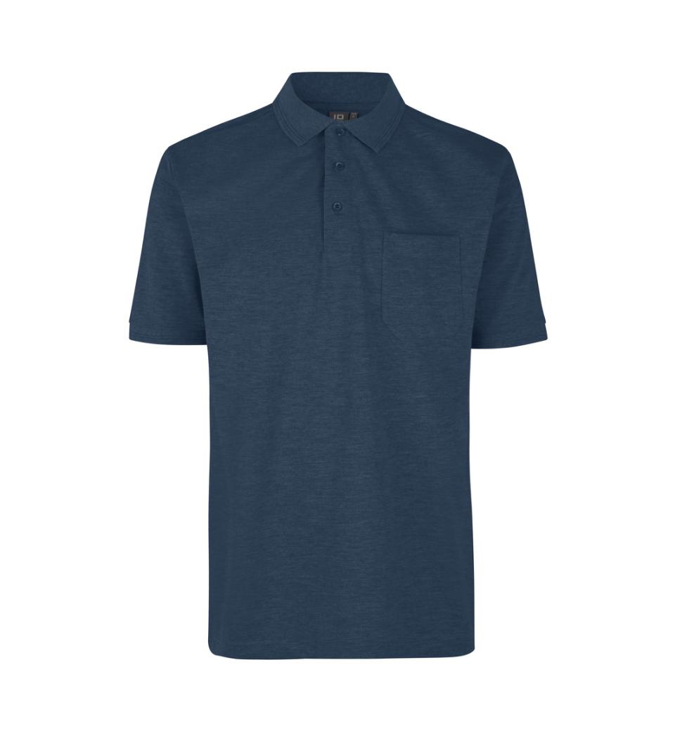 Id Pro Wear Polo Med Brystlomme 0320 Blå Melange