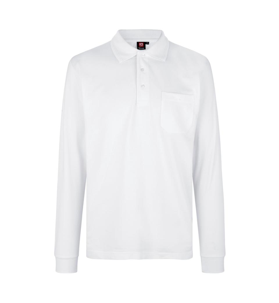 Id Pro Wear Polo Med Brystlomme Og Langeærmer 0326 Hvid