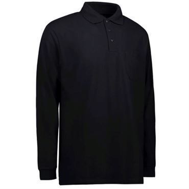 Id Pro Wear Polo Med Brystlomme Og Langeærmer 0326 Sort-2xl