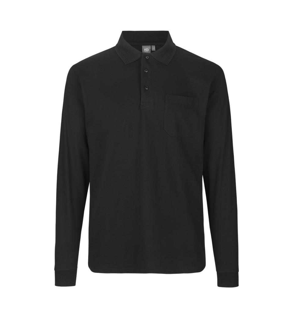 Id Pro Wear Polo Med Brystlomme Og Langeærmer 0326 Sort
