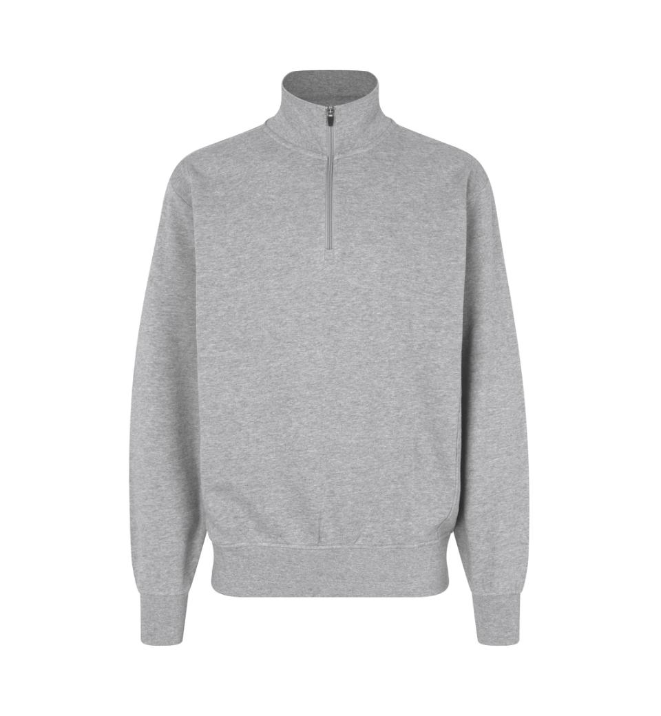Id Sweatshirt Med Krave 0603 Grå Melange