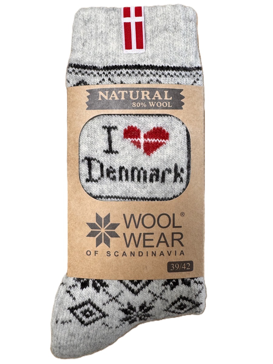 Wool Of Scandinavia Danske Ragsokker M/ I Love Denmark