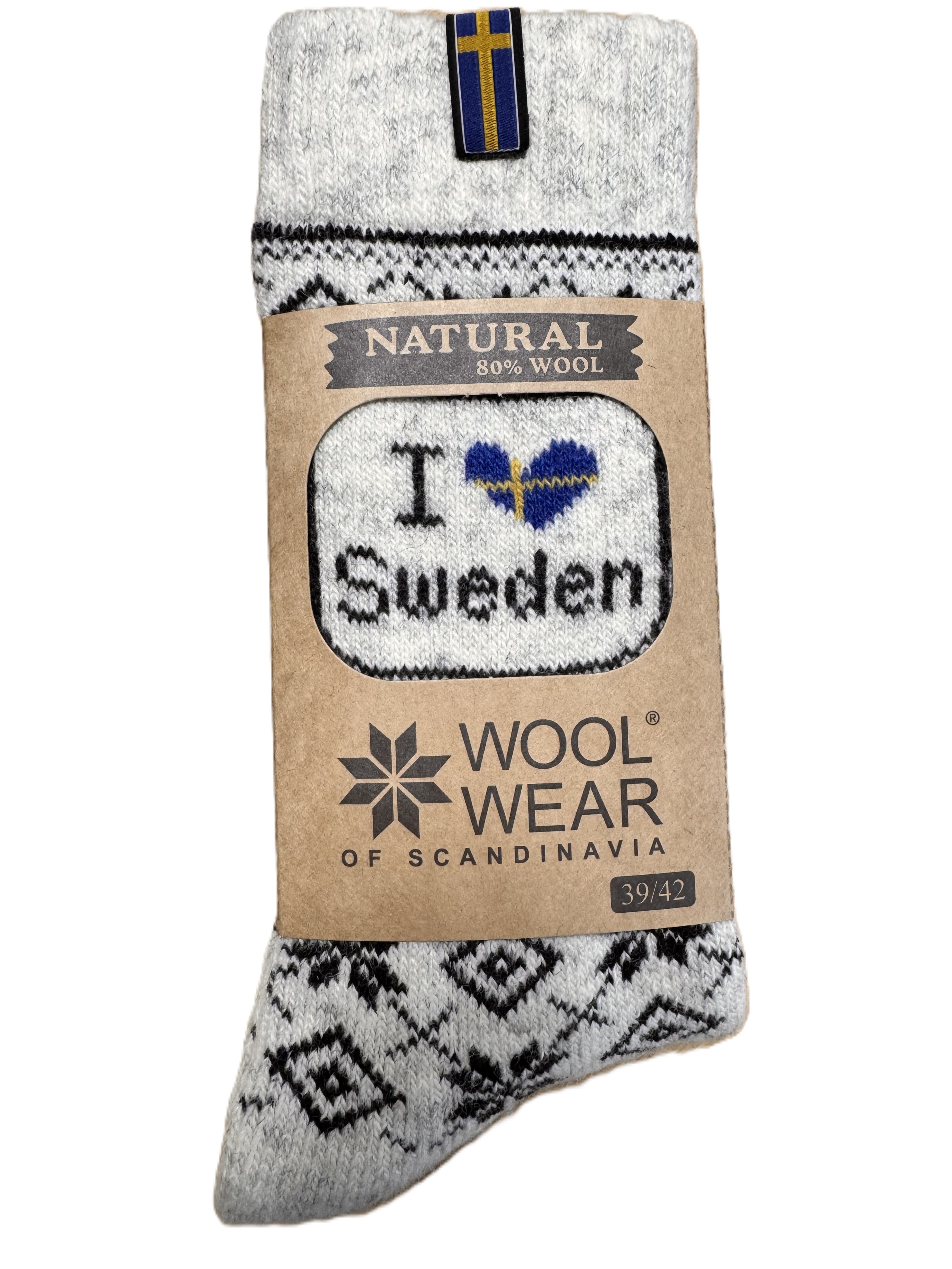 Wool Of Scandinavia Svenske Ragsokker M/ I Love Sweden-43-46