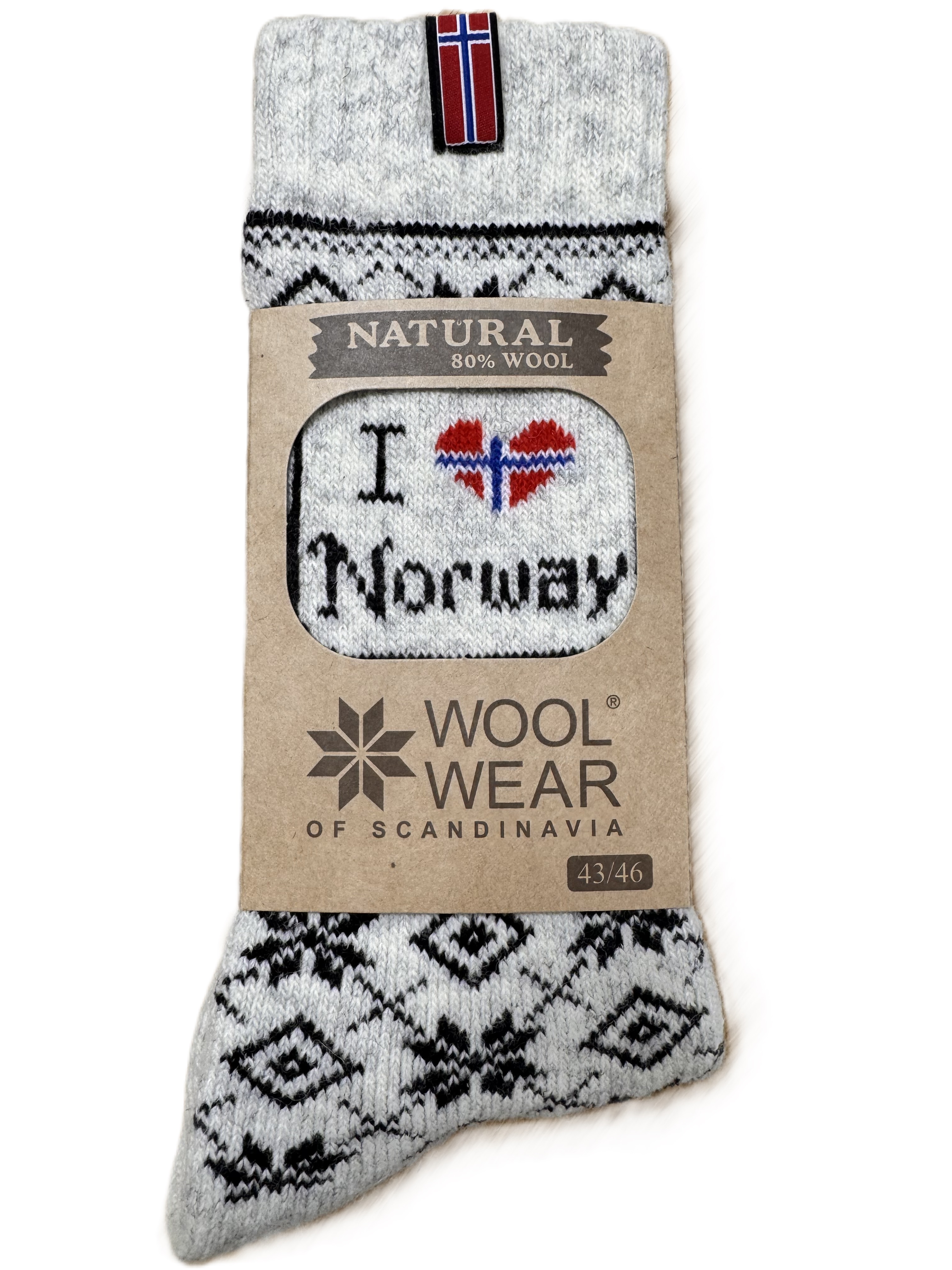 Wool Of Scandinavia Svenske Ragsokker M/ I Love Norway-35-38