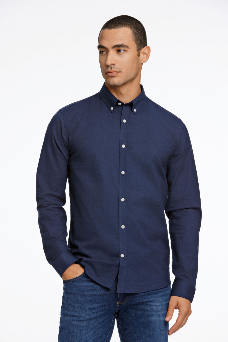 Lindbergh Oxford Skjorte 30-203174a-navy