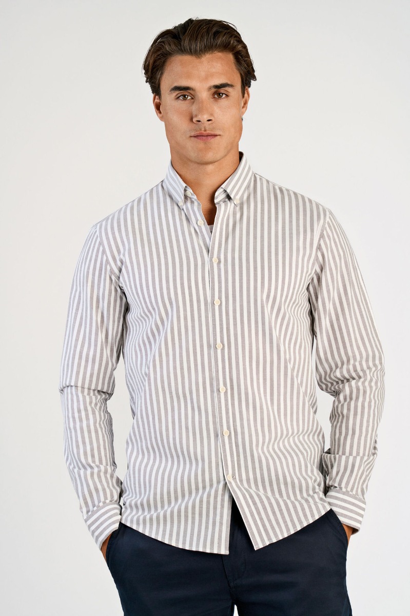 Lindbergh Oxford Skjorte 30-203536b-dk Stone