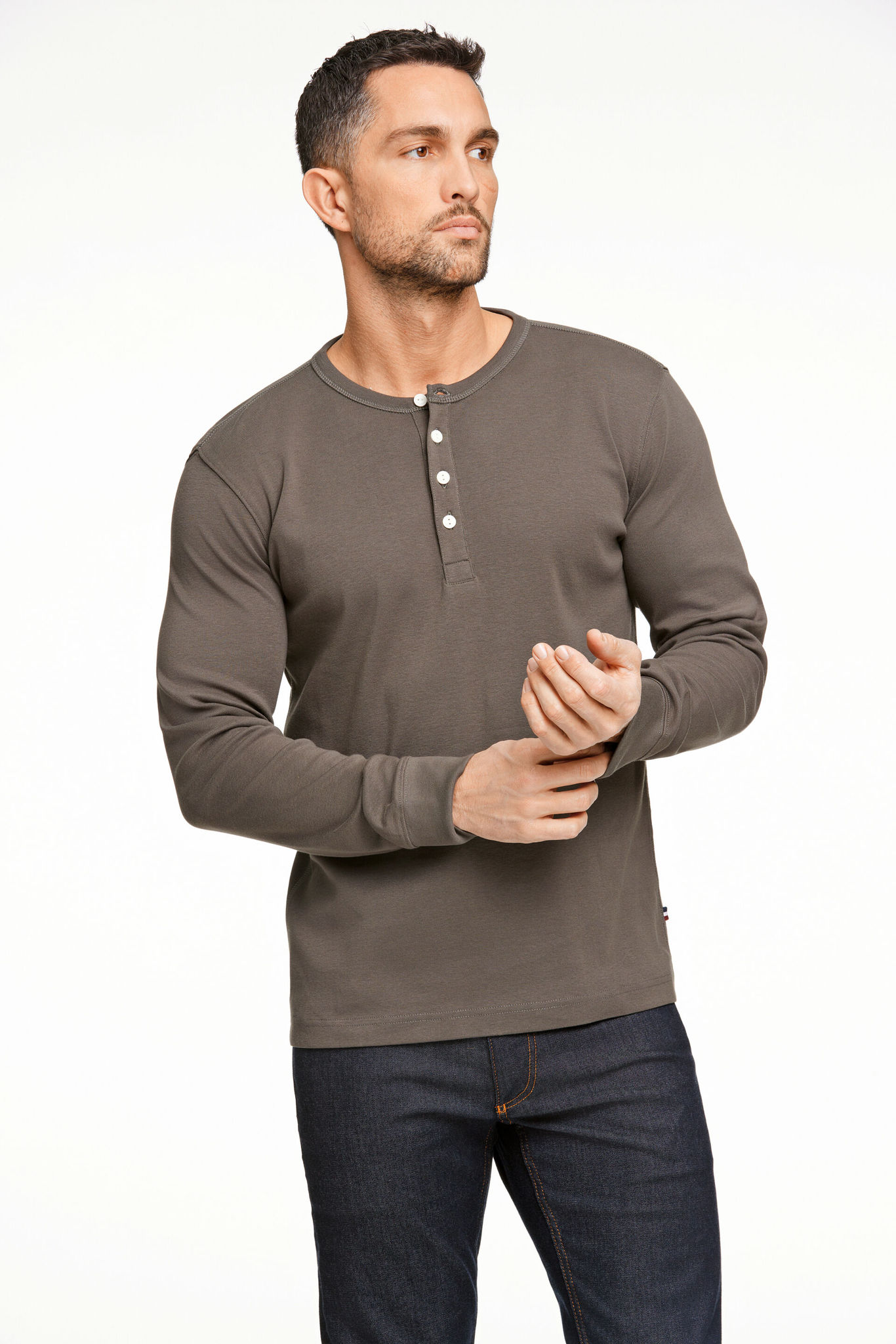 Lindbergh L/s Grandad T-shirt 30-420095-deep Army-large