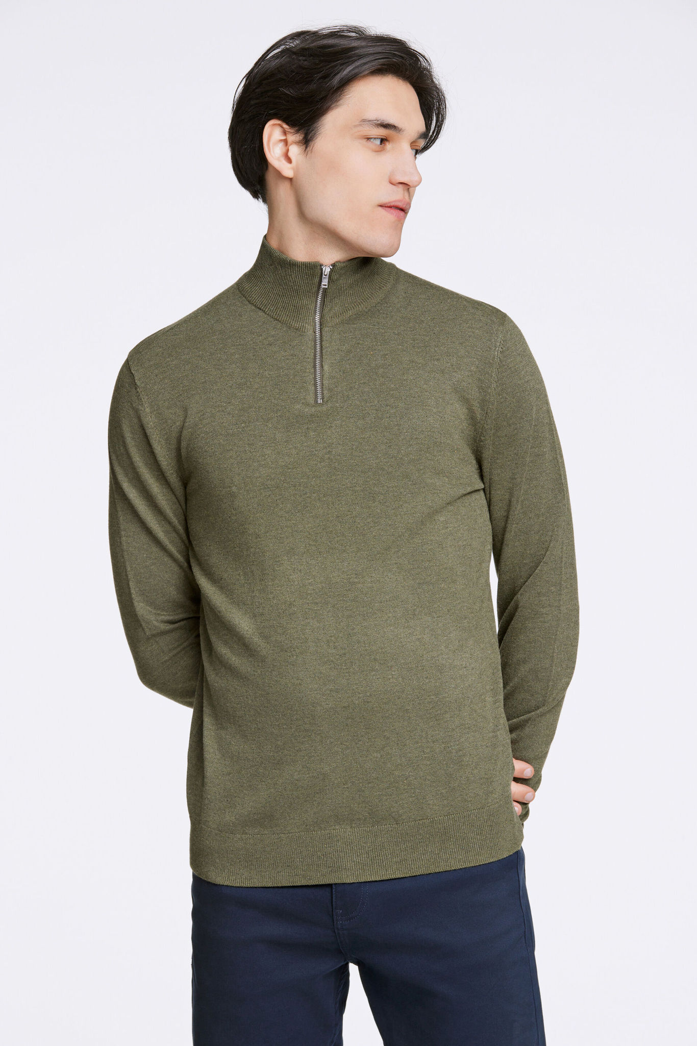 Lindbergh Half Zip Strik 30-800173-army Melange-large