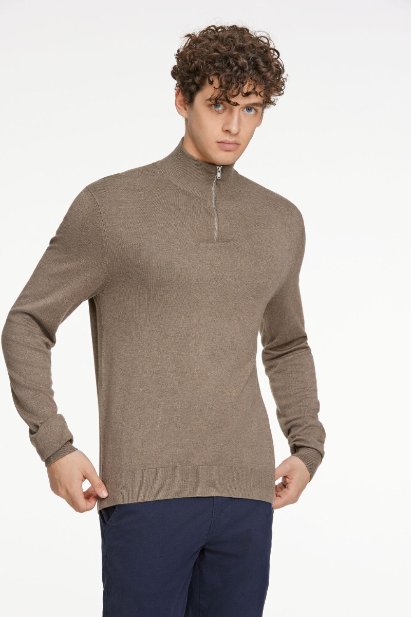 Lindbergh Half Zip Strik 30-800173-sand Melange
