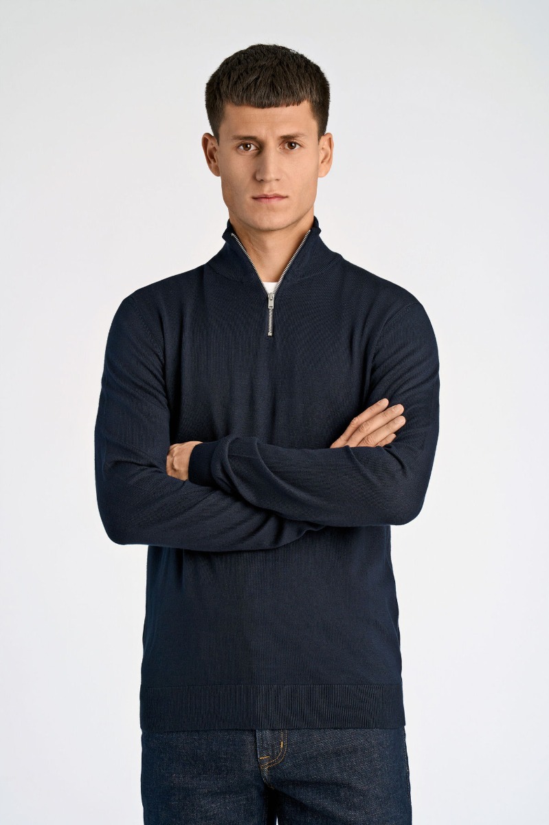 Lindbergh Half Zip Strik 30-800173-navy