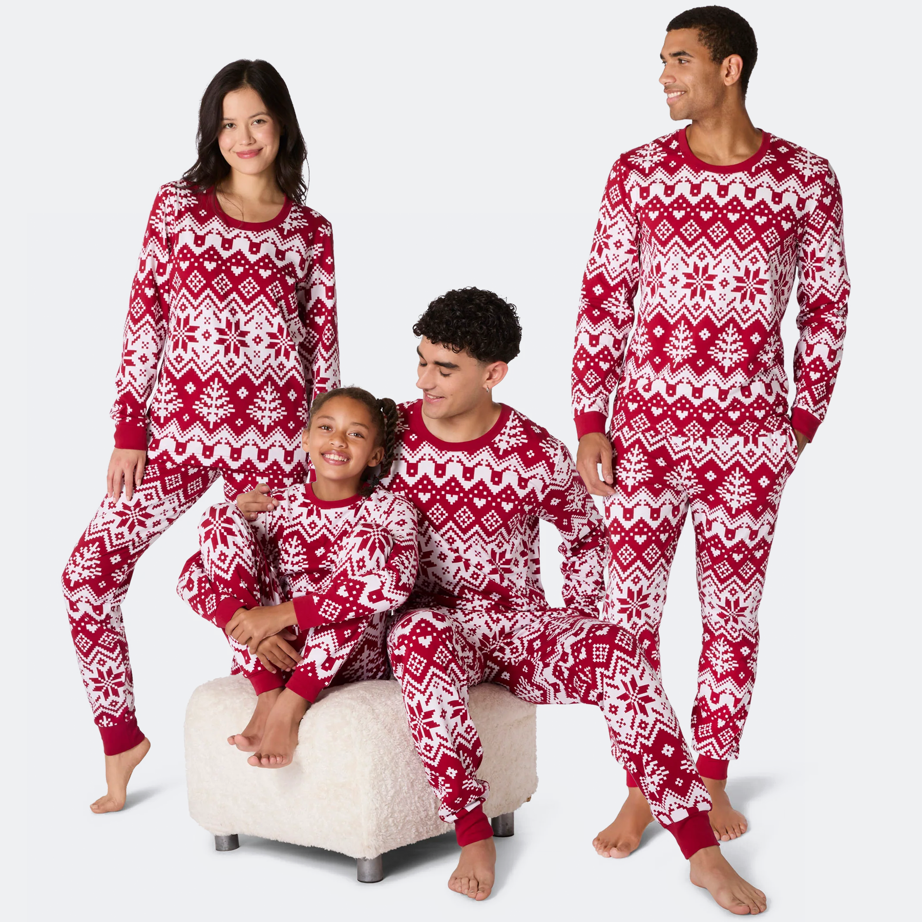 Julestrik Rød Julepyjamasser Familie