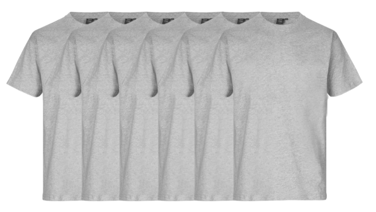 Id T-time 6-pak T-shirt 0510 Grå Melange