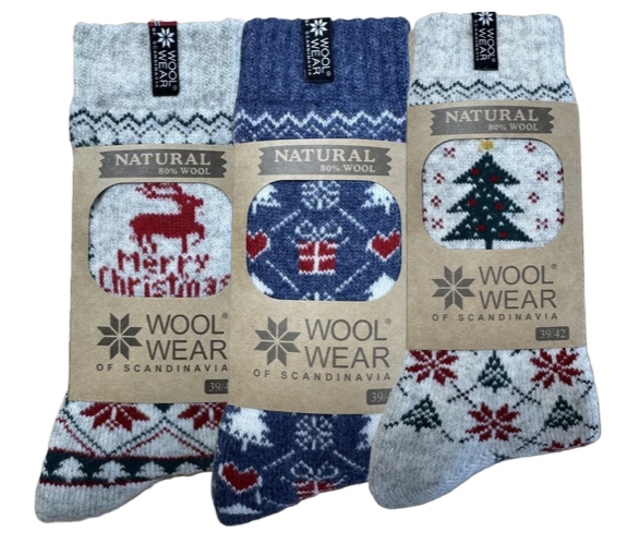Wool Of Scandinavia 3-pak Jule Ragsokker-43-46