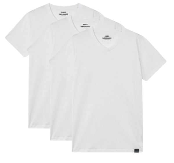 Mads Nørgaard 3-pak V-hals T-shirt Tjalve White
