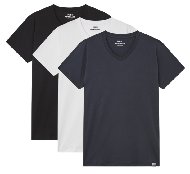 Mads Nørgaard 3-pak V-hals T-shirt Tjalve Black/white/parisian