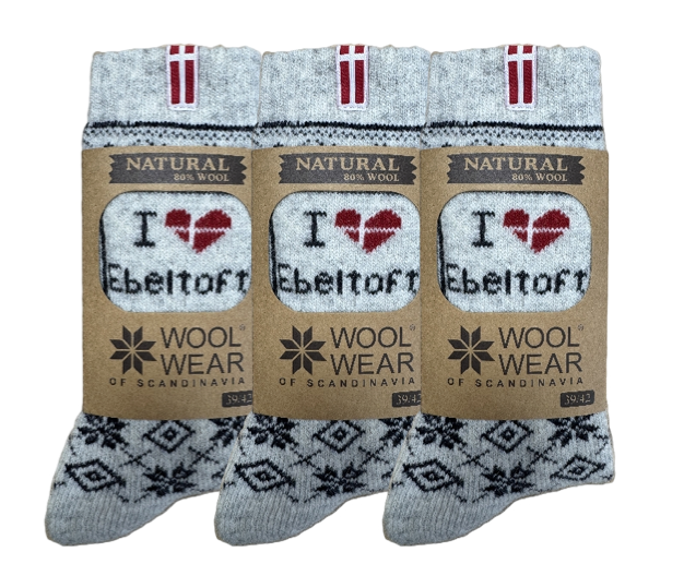 Wool Of Scandinavia 3-pak Danske Ragsokker M/ I Love Ebeltoft-43-46