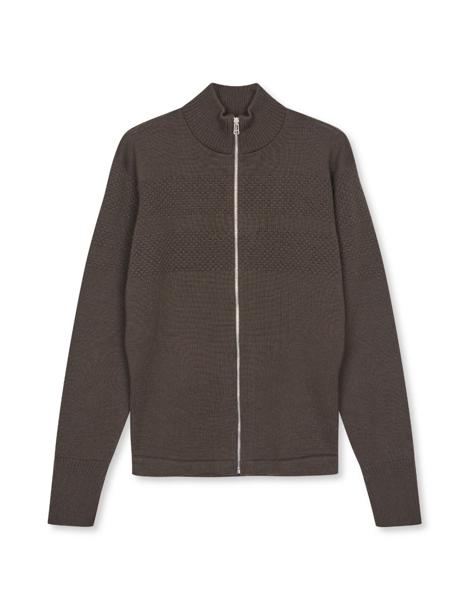 Mads Nørgaard Cardigan Klemens Zip 200860 Turkish Coffee
