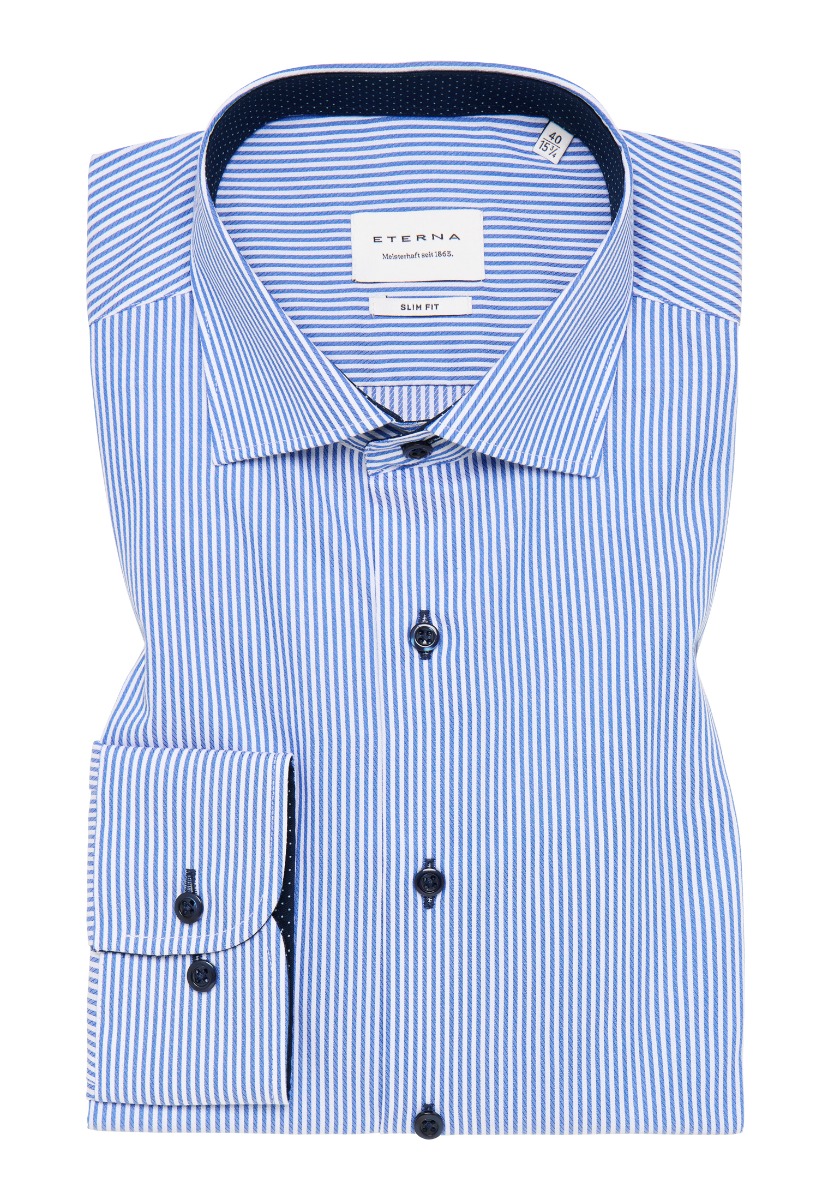 Eterna - Skjorte Slim Fit - Blå/Hvidstribet